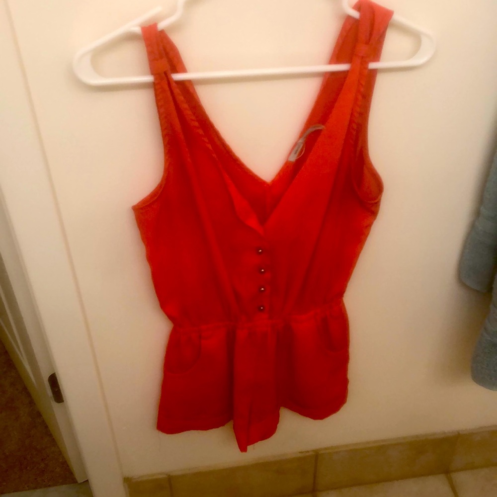 Pink Button Down Romper W Pockets - image 1